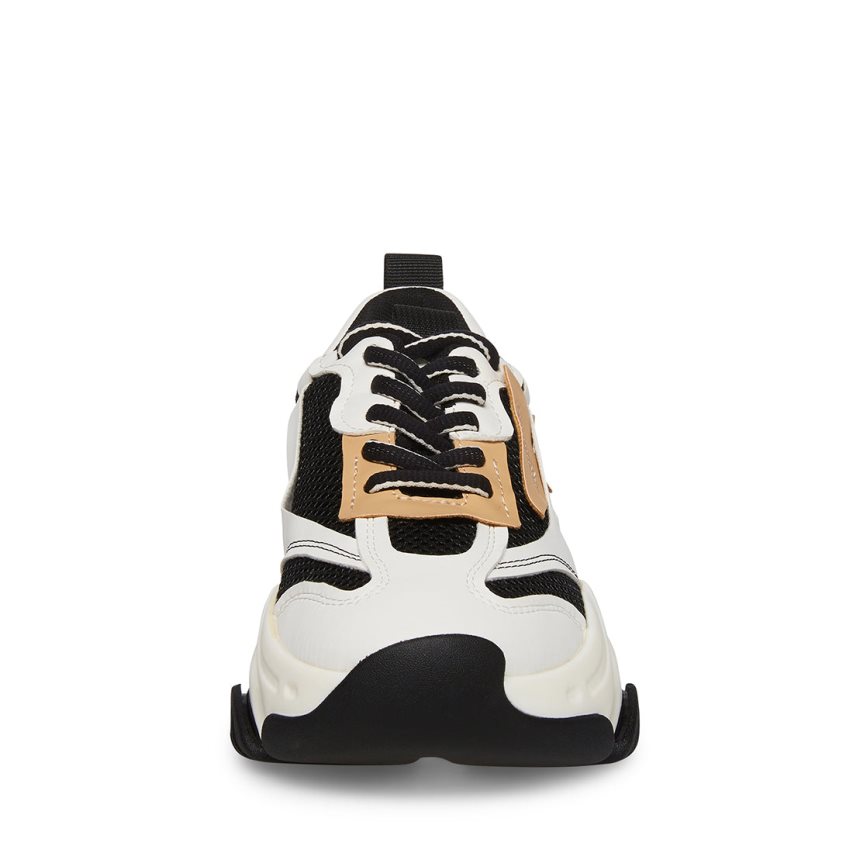 Black / White / Beige Steve Madden Possession Women's Sneakers | PH 1652BVZ